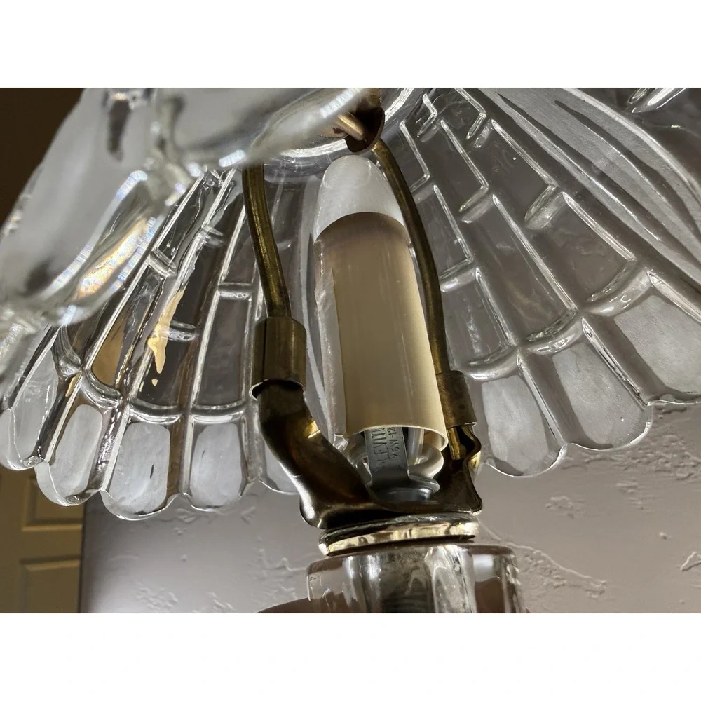 Vintage Glass Mushroom Lamp Boudoir Crystal Hollywood Regency Bedside Vanity